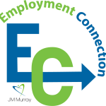 Employment Connection logo with green and blue colors and JM Murray logo in bottom left corner