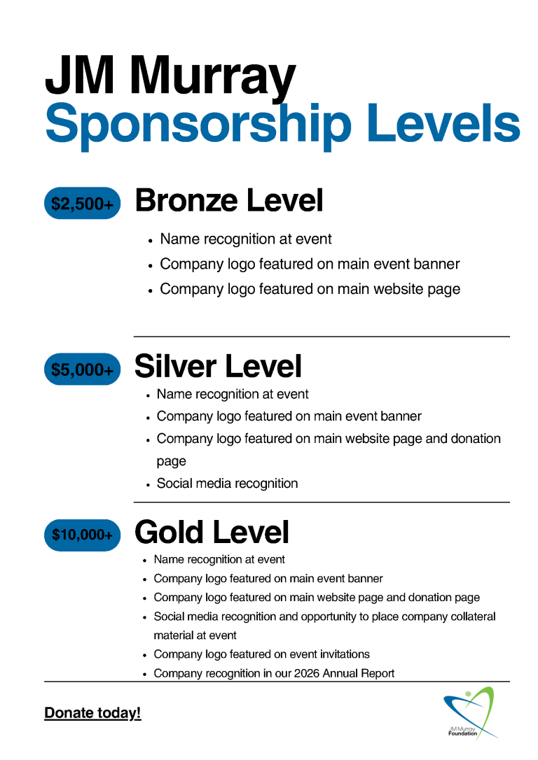 JM Murray sponsorship levels for 60th info sheet
